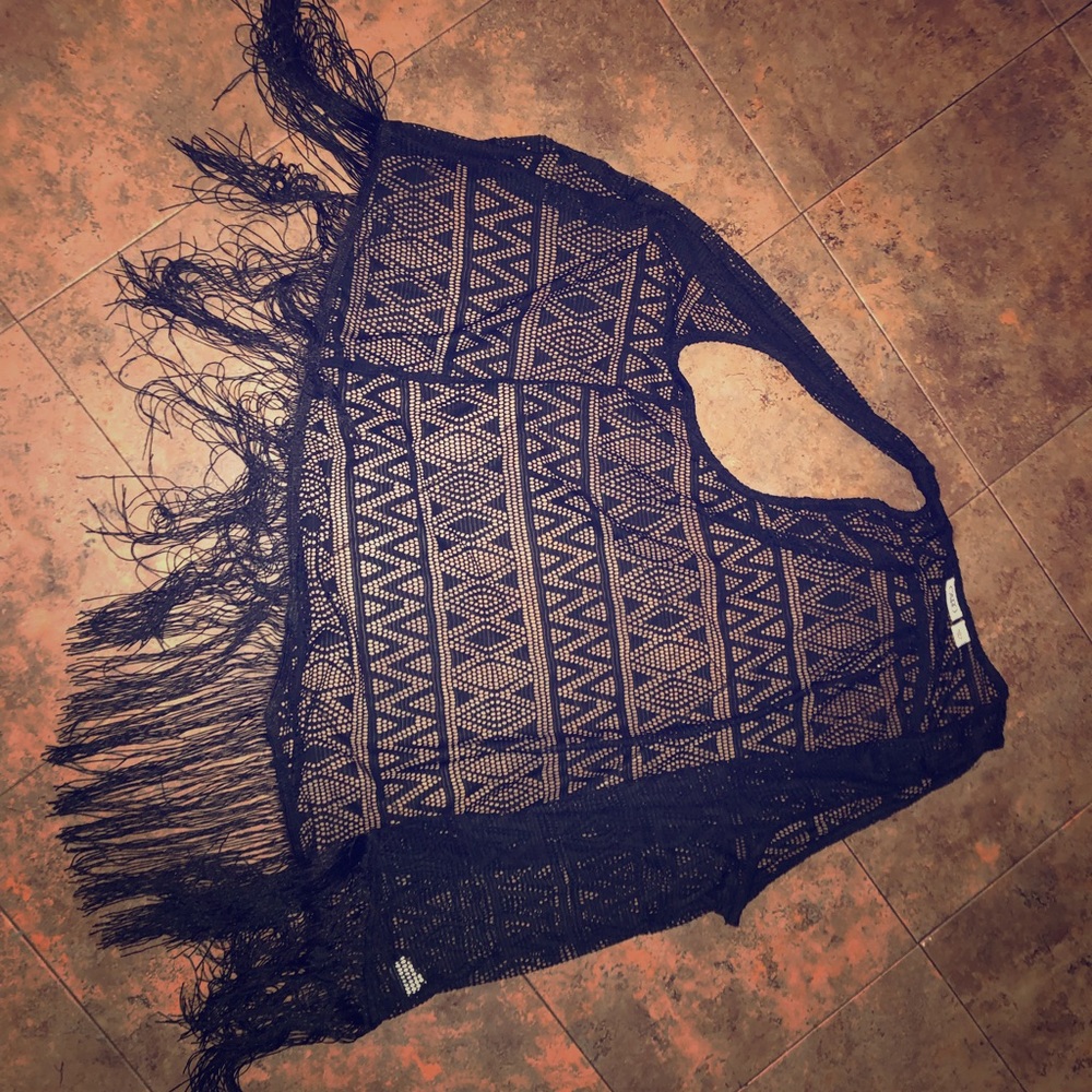 Black fringe cardigan